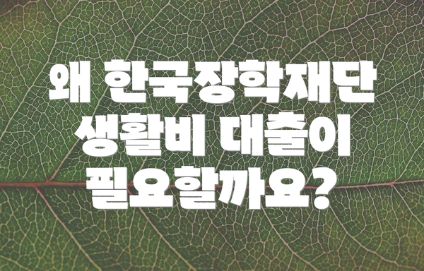 왜 한국장학재단 생활비 대출이 필요할까요?