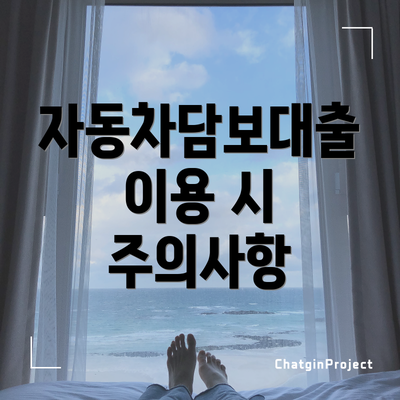 자동차담보대출 이용 시 주의사항