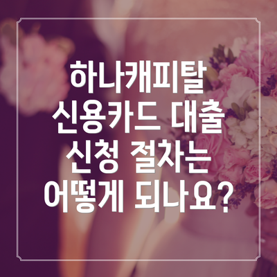 하나캐피탈 신용카드 대출 신청 절차는 어떻게 되나요?