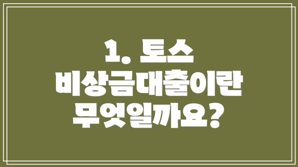 1. 토스 비상금대출이란 무엇일까요?