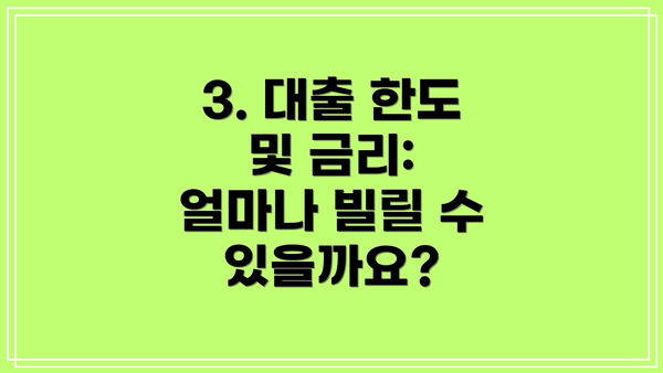 3. 대출 한도 및 금리: 얼마나 빌릴 수 있을까요?