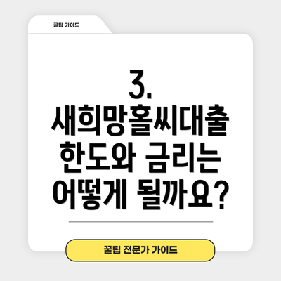 3. 새희망홀씨대출 한도와 금리는 어떻게 될까요?