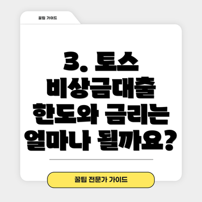3. 토스 비상금대출 한도와 금리는 얼마나 될까요?
