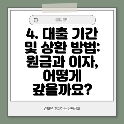 4. 대출 기간 및 상환 방법: 원금과 이자, 어떻게 갚을까요?