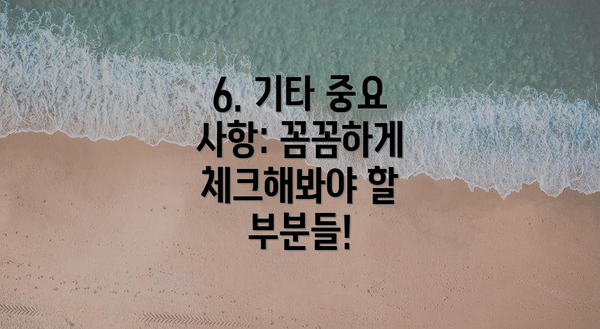 6. 기타 중요 사항: 꼼꼼하게 체크해봐야 할 부분들!