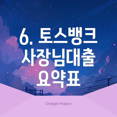 6. 토스뱅크 사장님대출 요약표