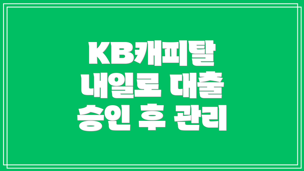 KB캐피탈 내일로 대출 승인 후 관리