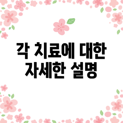 각 치료에 대한 자세한 설명