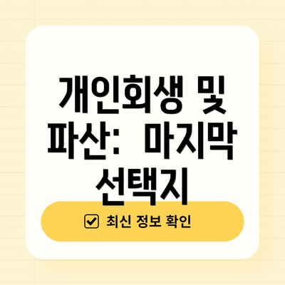 개인회생 및 파산:  마지막 선택지
