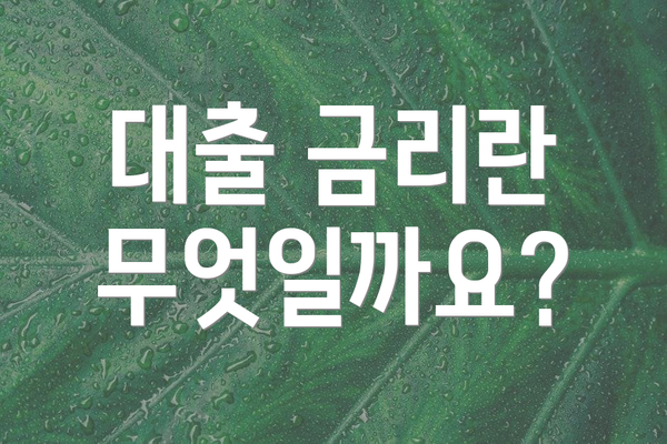 대출 금리란 무엇일까요?