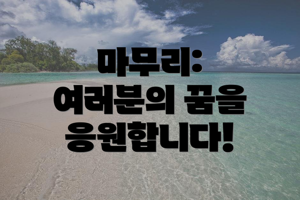 마무리:  여러분의 꿈을 응원합니다!