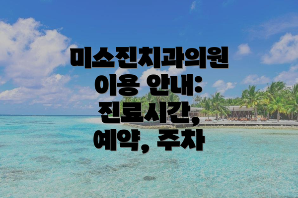 미소진치과의원 이용 안내: 진료시간, 예약, 주차