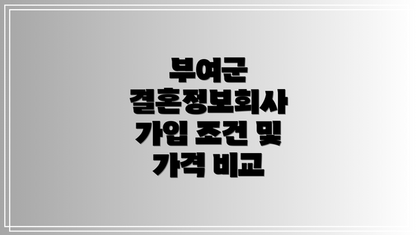 부여군 결혼정보회사 가입 조건 및 가격 비교