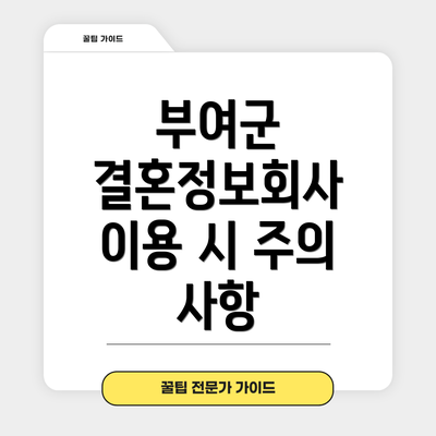 부여군 결혼정보회사 이용 시 주의 사항