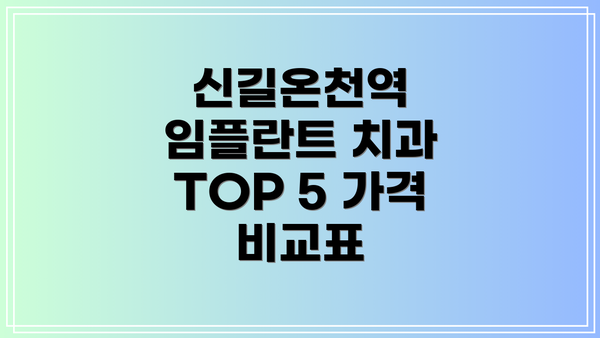 신길온천역 임플란트 치과 TOP 5 가격 비교표