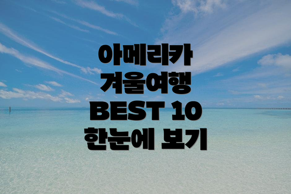 아메리카 겨울여행 BEST 10 한눈에 보기
