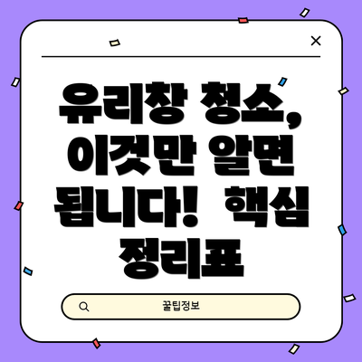 유리창 청소, 이것만 알면 됩니다!  핵심 정리표