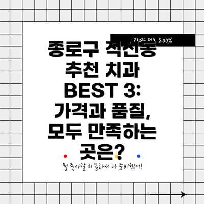 종로구 적선동 추천 치과 BEST 3:  가격과 품질, 모두 만족하는 곳은?