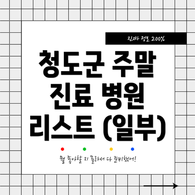청도군 주말 진료 병원 리스트 (일부)