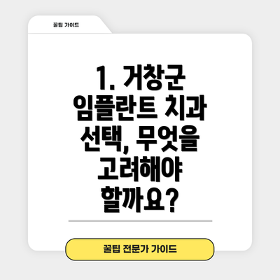 1. 거창군 임플란트 치과 선택, 무엇을 고려해야 할까요?