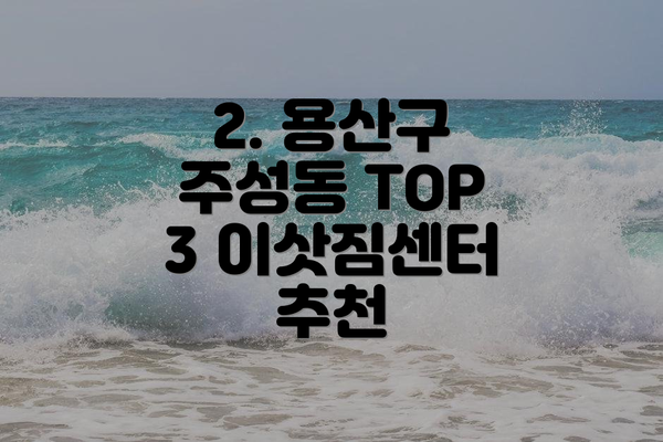 2. 용산구 주성동 TOP 3 이삿짐센터 추천