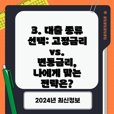 3. 대출 종류 선택: 고정금리 vs. 변동금리, 나에게 맞는 전략은?