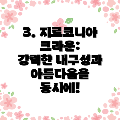 3. 지르코니아 크라운:  강력한 내구성과 아름다움을 동시에!