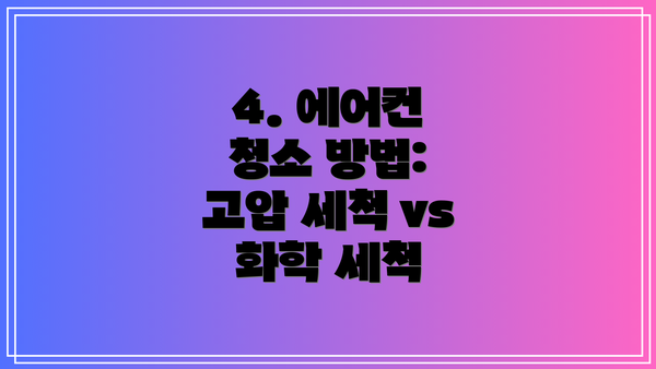 4. 에어컨 청소 방법: 고압 세척 vs 화학 세척
