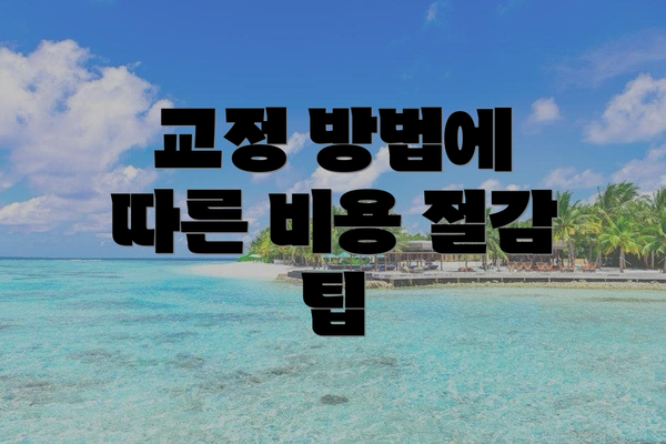 교정 방법에 따른 비용 절감 팁