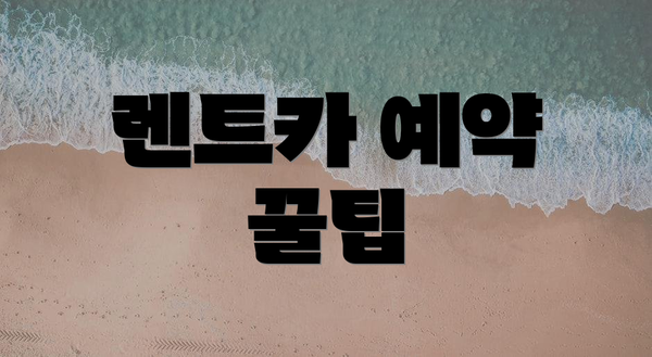 렌트카 예약 꿀팁