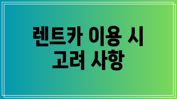 렌트카 이용 시 고려 사항
