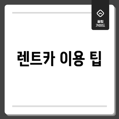 렌트카 이용 팁