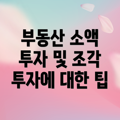 부동산 소액 투자 및 조각 투자에 대한 팁