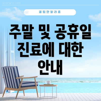 주말 및 공휴일 진료에 대한 안내
