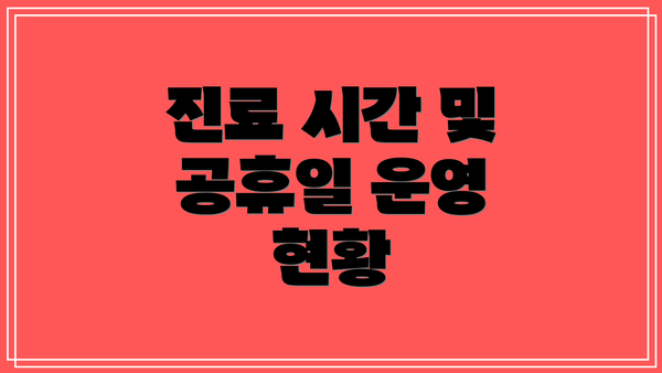 진료 시간 및 공휴일 운영 현황