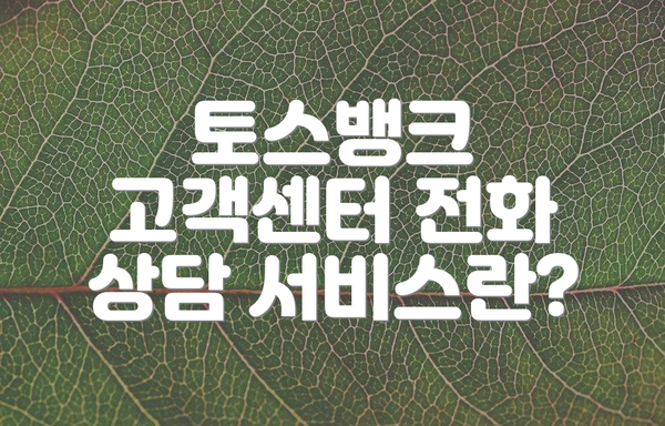토스뱅크 고객센터 전화 상담의 장점